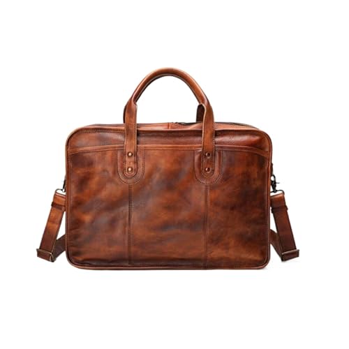 XJPXFQ Herrenhandtaschen Laptoptaschen Tragetaschen Aktentaschen Umhängetaschen Echtes Leder Computertaschen Gepäcktaschen(Brown) von XJPXFQ