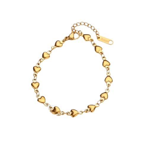 XJPXGIND 316L Heart Anklets For Women Gold Color Heart Chain Anklet Bracelet New Trend Leg Chain Non fading Jewelry Fashion Gifts von XJPXGIND