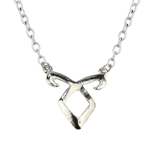 XJPXGIND Die sterblichen Instrumente Stadt der Knochen Halskette Engelhafte Macht Rune Schattenjäger Silberfarbe Symbol Anhänger Schmuck Männer Großhandel von XJPXGIND