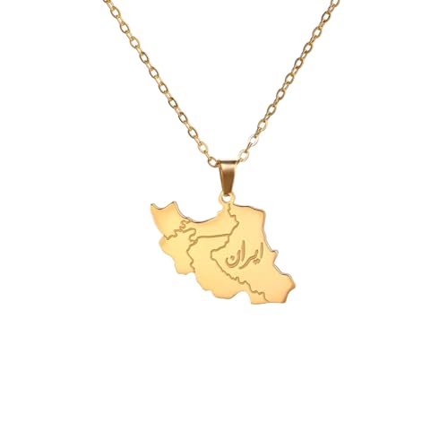 XJPXGIND Iran Map Pendant Necklace for Woman Man Trendy Country Map Islam Script Necklaces Iranian Ethnic Jewelry XJPXGIND Iran Map Pendant Necklace for Woman Man Trendy Country Map Islam Script Necklaces Iranian Ethnic Jewelry von XJPXGIND