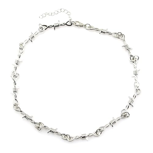 XJPXGIND Kleine Draht Brombeeren Eisen Unisex Halsband Halskette Frauen Hip Hop Gothic Punk Stil Stacheldraht Kleine Dornen Kette Halsband Geschenke von XJPXGIND