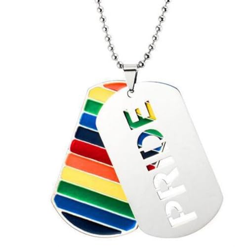 XJPXGIND LGBT Gay Lesbian Love Pride Halsketten Emaille Regenbogenflagge Doppelanhänger Halskette von XJPXGIND