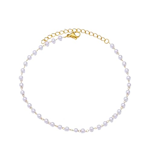XJPXGIND Pearl Chain Anklets For Women Girls Gold Color Imitation Pearl Ankle Female Foot Leg Summer Beach Jewelry Gift Fashion Gifts von XJPXGIND