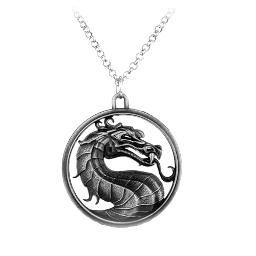 XJPXGIND Spiel Mortal Kombat Anhänger Legierung Tier Drache Halskette Halter Chaveiro Geschenk Cosplay Requisiten für Männer Frauen Schmuck Zubehör von XJPXGIND