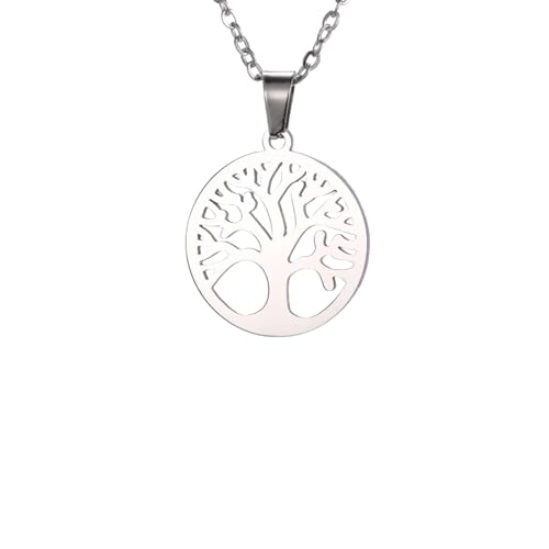 XJPXGIND Tree of Life Hollow Out Round Pendant Necklace for Woman Girl Fashion Cutout Design Jewelry Party Gifts von XJPXGIND