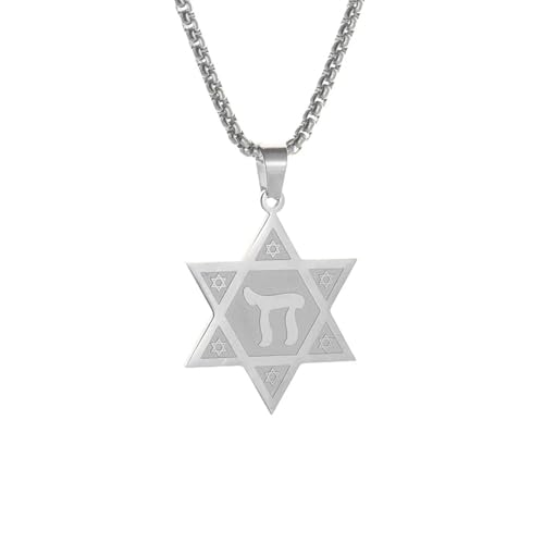 XJPXGIND Unisex Gothic Halskette Davidstern Anhänger Sechszackiger Stern Amulett Salomo Halskette für Männer und Frauen Urlaub Schmuck Geschenke Glückwunsch Geschenke von XJPXGIND