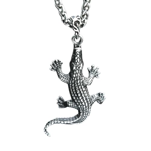 XJPXGIND Unisex Gothic Halskette Einzigartige Punk Krokodil Halskette Für Männer Hip Hop Silberfarbe Tier Biker Anhänger Mode Schmuck Geschenk Großhandel Glückwunsch Geschenke von XJPXGIND