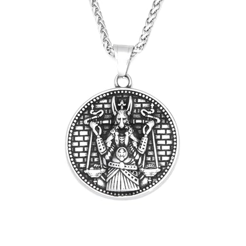 XJPXGIND Unisex Gothic Halskette Gothic Vintage 316L Anubis Anhänger Halskette Biker Mode Gott des Todes Halsketten für Männer Ägyptisches Amulett Schmuck Glückwunsch Geschenke von XJPXGIND