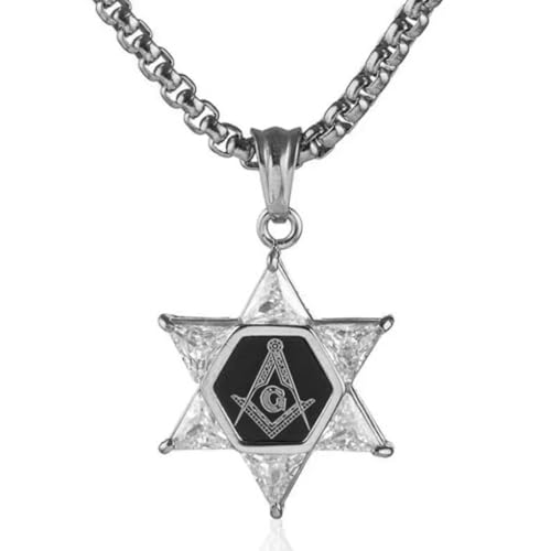 XJPXGIND Unisex Gothic Halskette Herrenqualität Metall Davidstern Freimaurer Anhänger Halskette Klassischer Punk Religiöser Stil Amulett Schmuck Glückwunsch Geschenke von XJPXGIND