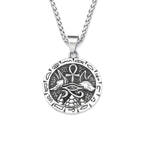 XJPXGIND Unisex Gothic Halskette Mode Anubis Ankh Kreuz Anhänger 316L Altägyptisches Auge des Horus Halsketten Für Männer Frauen Amulett Schmuck Glückwunsch Geschenke von XJPXGIND