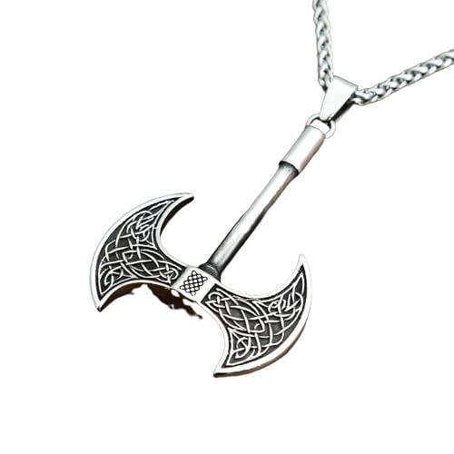 XJPXGIND Unisex Gothic Halskette Mode Vintage Wikinger Axt Anhänger für Männer Punk Hip Hop keltische Knoten Halskette Amulett Schmuck Geschenke Glückwunsch Geschenke von XJPXGIND