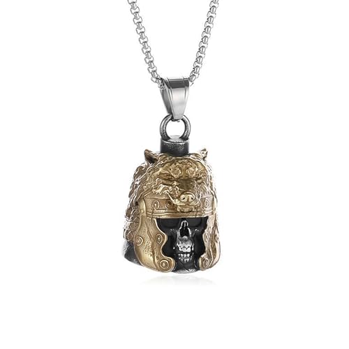 XJPXGIND Unisex Gothic Halskette Neue Vintage Wikinger Krieger Mit Wolf Kopf Glocke Anhänger Für Männer Nordic Amulett Motorrad Schmuck Geschenke Großhandel Glückwunsch Geschenke von XJPXGIND