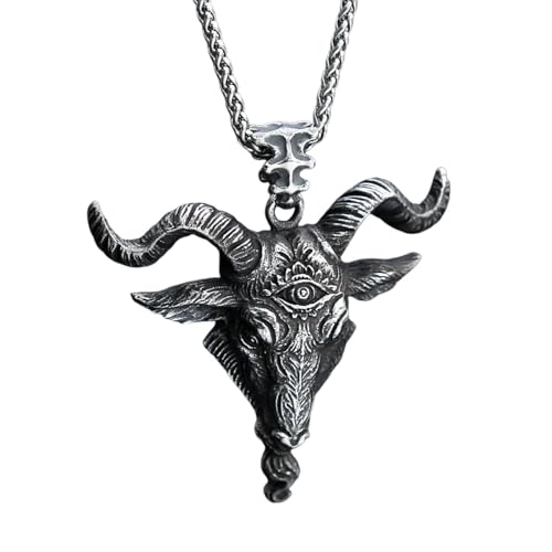 XJPXGIND Unisex Gothic Halskette Vintage Domineering Wikinger Schwarz Stier Kopf Anhänger Halsketten Für Männer Jungen Persönlichkeit Amulett Tierschmuck Geschenk Glückwunsch Geschenke von XJPXGIND