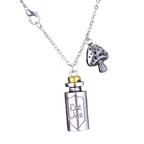 XJPXGIND Vintage Charm Alice Im Wunderland Torque Der Titel des Albums Eat Me Drink Me Charm Pendant Alloy Bottle Pendant Halskette von XJPXGIND