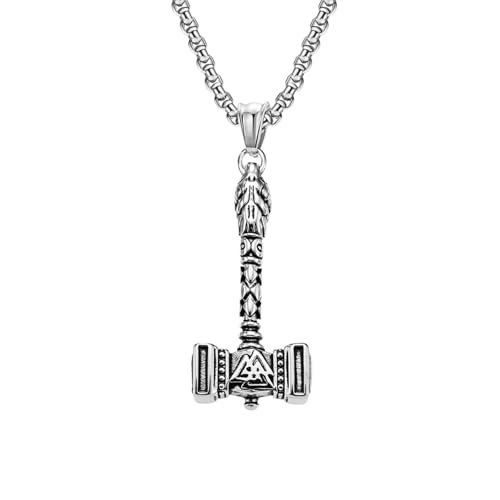 XJPXGIND Vintage Nordic Thor Hammer Halskette Für Männer Mode Wikinger Valknut Anhänger?? Amulett Schmuck Geschenke Dropshipping von XJPXGIND