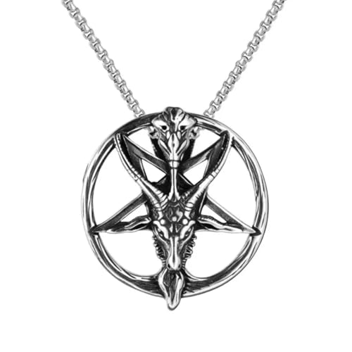 XJPXGIND Vintage Punk Ziege Schädel Halskette Pentagramm Anhänger Für Männer Einzigartige Mode Amulett Schmuck Geschenke Dropshipping von XJPXGIND