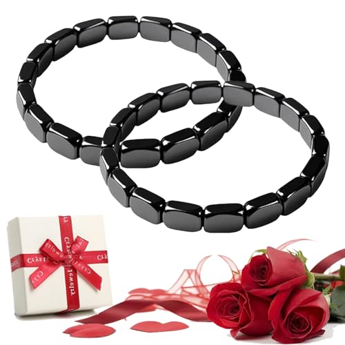 XJQ Hemios Hematite Bracelet, Hemys Hematite Bracelet for Men, Gift for Dad, Husband, Boyfriend (2pcs) von XJQ