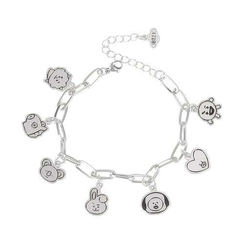 XJSFDLSL Bts Merch Armband, Bts Schmuck, Wunderschönes Kpop Bettelarmband,Verstellbar Armbänder Anhänger, Kpop Herz Bracelet Geschenke von XJSFDLSL