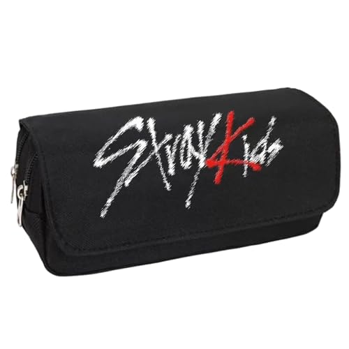 XJSFDLSL Stray Kids Federmappe, Stray Kids Federmäppchen, Große Teen Geschenk Studenten Schreibwaren, Make-Up Tasche Reißverschluss Stifttasche von XJSFDLSL