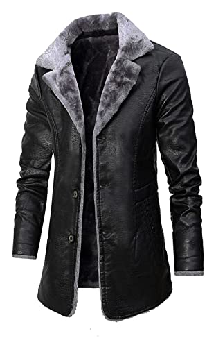 XJWJD Mantel Windbreaker Warm Kapuze Wintermantel Herren Lang Slim Fit Herrenmantel Winter Premium Business Mantel Herren Wollmantel Herren Langer Trenchcoat (Color : Black, Size : L) von XJWJD