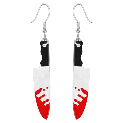 Halloween Ohrringe Set, Halloween-Ohrringe mit blutigem Messer, Ohrringes mit blutigem Messer, Horror Messer Anhänger Ohrringes, Accessoires für Frauen und Mädchen für Cosplay Partys von XJWZGM