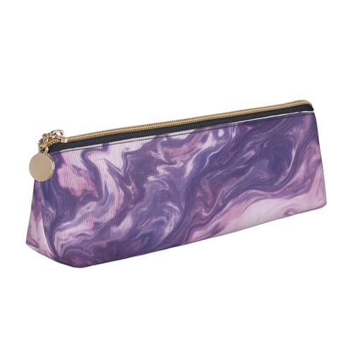 XKBFKLKMC Federmäppchen aus Leder, Federmäppchen mit rotem Kirschen-Druck, Schreibwaren-Organizer mit Reißverschluss, für Damen und Herren, für Schule, Büro, Dunkelviolette Textur, Marmor von XKBFKLKMC