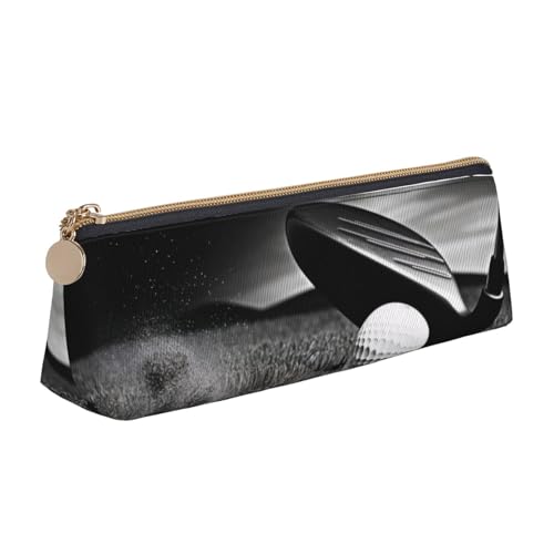 XKBFKLKMC Federmäppchen aus Leder, mit rotem Leopardenmuster, Federmäppchen, Schreibwaren-Organizer mit Reißverschluss, für Damen und Herren, für Schule, Büro, Schwarz-Weiß-Golf1, Einheitsgröße von XKBFKLKMC