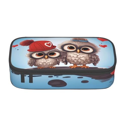 XKBFKLKMC Federmäppchen mit Gitarrenmalerei, 3D-Druck, großes Fassungsvermögen, mit Fächern, Schul-Federmäppchen, Schreibwaren-Organizer, Federmäppchen für Mädchen, Jungen, Studenten, Eulenmotiv von XKBFKLKMC