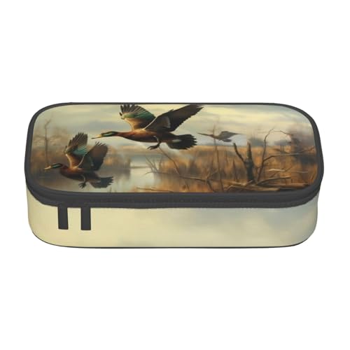 XKBFKLKMC Federmäppchen mit Hockey-3D-Druck, großes Fassungsvermögen mit Fächern, Schul-Federmäppchen, Schreibwaren-Organizer, Federmäppchen für Mädchen, Jungen, Studenten, Jagd fliegende Wildnis von XKBFKLKMC