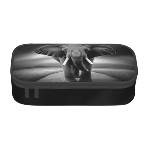 XKBFKLKMC Federmäppchen mit Pferde-Motiv, 3D-Druck, großes Fassungsvermögen, mit Fächern, Schul-Federmäppchen, Schreibwaren-Organizer, Federmäppchen für Mädchen, Jungen, Studenten, Elefanten-Kunst von XKBFKLKMC