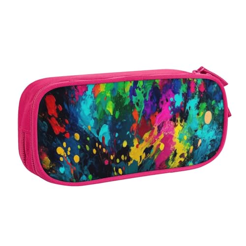 XKBFKLKMC Federmäppchen mit buntem abstraktem Gemäldedruck, großes Fassungsvermögen, Federmäppchen mit Reißverschluss, Federmäppchen, Schreibwaren-Tasche, Aufbewahrungs-Organizer für Jungen, Mädchen von XKBFKLKMC