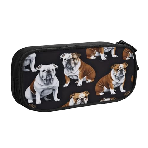 XKBFKLKMC Federmäppchen mit englischer Bulldogge, großes Fassungsvermögen, mit Reißverschluss, Federmäppchen, Schreibwaren-Tasche, Aufbewahrungs-Organizer für Jungen, Mädchen, Studenten, College von XKBFKLKMC