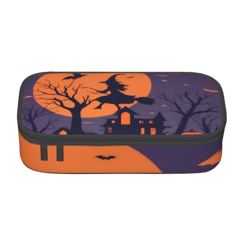 XKBFKLKMC Federmäppchen mit niedlichem Eulen-3D-Druck, großes Fassungsvermögen, mit Fächern, Schul-Federmäppchen, Schreibwaren-Organizer, Federmäppchen für Mädchen, Jungen, Studenten, Halloween Hexe von XKBFKLKMC
