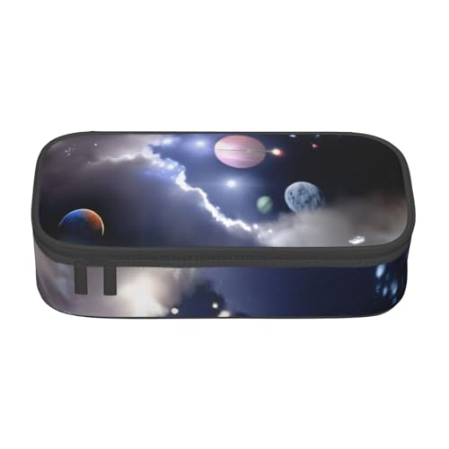 XKBFKLKMC Federmäppchen mit niedlichem Eulen-3D-Druck, großes Fassungsvermögen, mit Fächern, Schul-Federmäppchen, Schreibwaren-Organizer, Federmäppchen für Mädchen, Jungen, Studenten, Space Planet von XKBFKLKMC