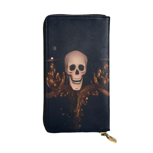 XKBFKLKMC Gothic Wallpaper Totenkopf Damen Geldbörse, lange Geldbörse, großes Fassungsvermögen, PU-Leder, Clutch, mit Reißverschluss, Kartenhalter, Kredit-Münzgeldbörsen für Alltag, Reisen, Arbeit XKBFKLKMC Gothic Wallpaper Totenkopf Damen Geldbörse, lange Geldbörse, großes Fassungsvermögen, PU-Leder, Clutch, mit Reißverschluss, Kartenhalter, Kredit-Münzgeldbörsen für Alltag, Reisen, Arbeit von XKBFKLKMC