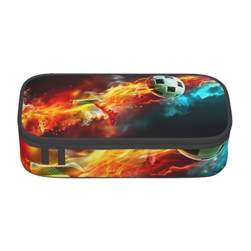 XKBFKLKMC Group of Marokkanisches Geome 3D-Druck Federmäppchen Große Kapazität mit Fächern, Schule Stifteetui Schreibwaren Organizer, Federmäppchen für Mädchen Jungen Studenten, Fußball, Einheitsgröße von XKBFKLKMC