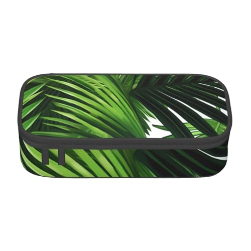 XKBFKLKMC Group of Marokkanisches Geome 3D-Druck Federmäppchen Große Kapazität mit Fächern, Schule Stifteetui Schreibwaren Organizer, Federmäppchen für Mädchen Jungen Studenten, Grüne Blätter der von XKBFKLKMC