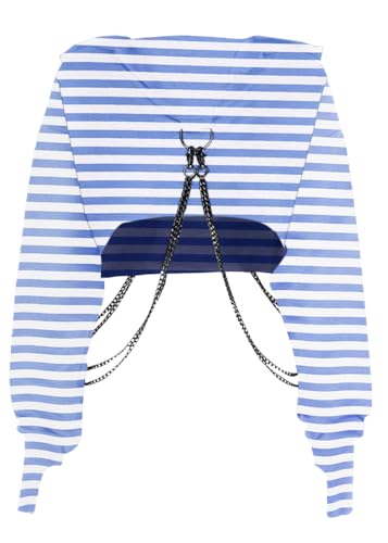 Gothic Punk Cool Girl Drachen Muster t Shirts Langarm Hosenträger Frauen T-Shirt Crew Neck Schwarz Crop Top Herbst Pullover von XKBHYD