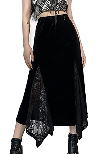 Gothic Samt hohe Taille Seite Split Röcke Frauen Grunge ästhetische Punk Front asymmetrische Schlitz vertuschen Röcke Harajuku Gothic Samt hohe Taille Seite Split Röcke Frauen Grunge ästhetische Punk Front asymmetrische Schlitz vertuschen Röcke Harajuku von XKBHYD