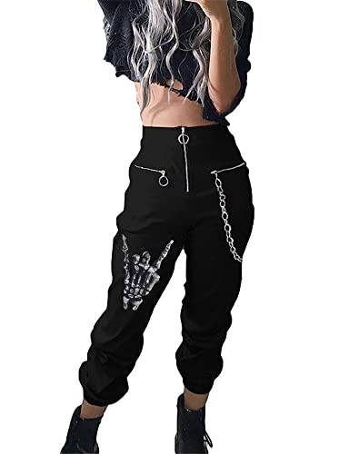 XKBHYD Damen-Jogginghose mit hoher Taille und mehreren Reißverschlüssen, leichte Sweathose, legere Passform, lockere Passform, 4-schwarz, Groß XKBHYD Damen-Jogginghose mit hoher Taille und mehreren Reißverschlüssen, leichte Sweathose, legere Passform, lockere Passform, 4-schwarz, Groß von XKBHYD