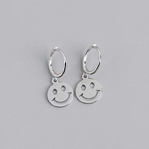 XKMY Ohrringe, Geschenke für Frauen, Mode, echtes 100% 925 Sterlingsilber, Minimalismus, Happy Smiley, runde Quasten-Ohrstecker für Frauen, Party-Zubehör, Geschenk (Edelstein-Farbe: Silber) von XKMY