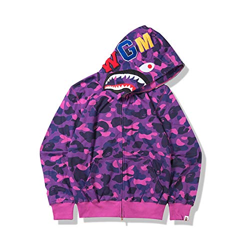 Bape Kapuzenpullover, Tarnfarben-Haifisch-Kapuzenpullover, Mode, Sportbekleidung, Reißverschluss, Hip-Hop, lustiges Oberteil, e, XX-Large von XKPhframe