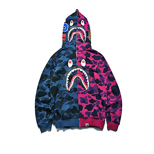 Bape Kapuzenpullover, Tarnfarben-Haifisch-Kapuzenpullover, Mode, Sportbekleidung, Reißverschluss, Hip-Hop, lustiges Oberteil, Q, Medium von XKPhframe