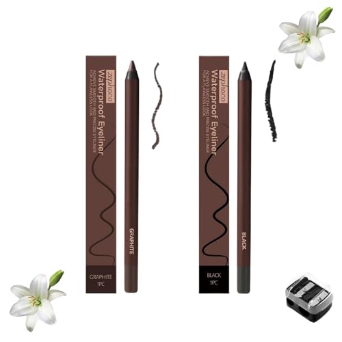 2-in-1 Smudgeproof Eyeliner/Brow Pencil - 24HR Waterproof Sharpening Duo, Crease-Free for Oily Lids, Smudge-Proof Sharpening Pencils for Defined Eyes, No-Touchup Wear (Mixed#2) von XKrmp