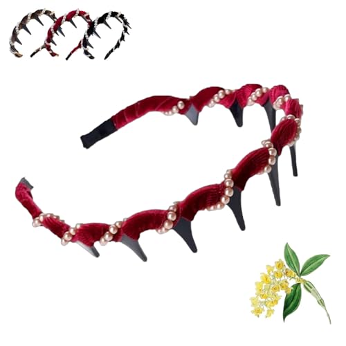Elegant Braided Pearl Headband - Vintage High Cranium Hair Hoop w/Teeth Grip, Crystal & Pearl Headpiece for Brides & Parties, Women, Girls (COLOR#1) von XKrmp