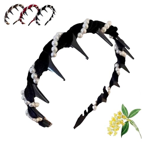 Elegant Braided Pearl Headband - Vintage High Cranium Hair Hoop w/Teeth Grip, Crystal & Pearl Headpiece for Brides & Parties, Women, Girls (COLOR#3) von XKrmp