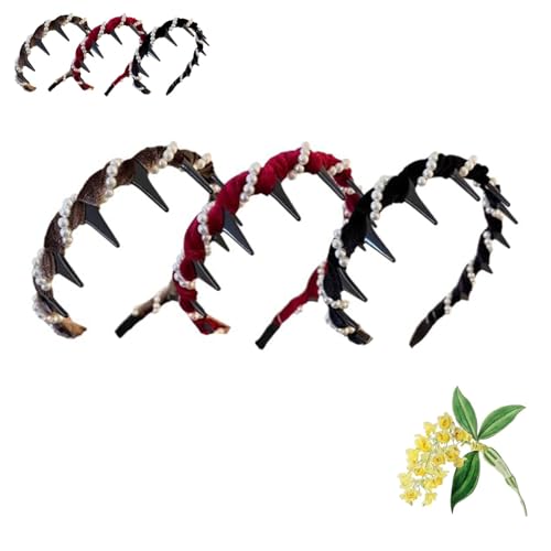 Elegant Braided Pearl Headband - Vintage High Cranium Hair Hoop w/Teeth Grip, Crystal & Pearl Headpiece for Brides & Parties, Women, Girls (MIXED#1) von XKrmp
