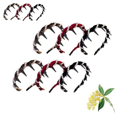Elegant Braided Pearl Headband - Vintage High Cranium Hair Hoop w/Teeth Grip, Crystal & Pearl Headpiece for Brides & Parties, Women, Girls (MIXED#2) von XKrmp