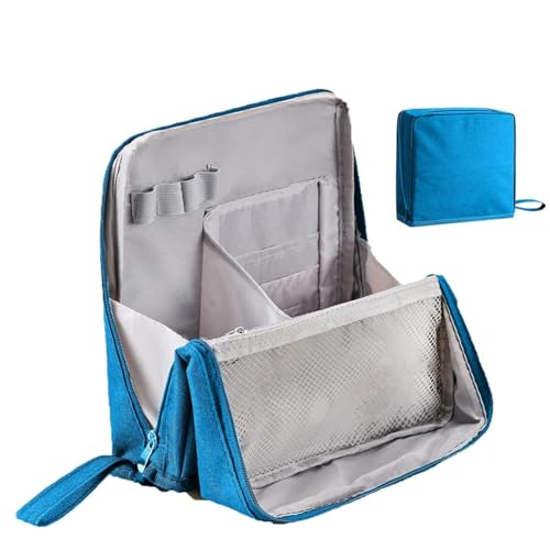 Standing Makeup Bag Portable，Large Capacity Cloth Standing Makeup Bag，Makeup Organizer Countertop, Waterproof Cosmetic Toiletry Bags with Handle. (Blue) von XKrmp