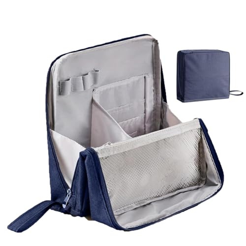 Standing Makeup Bag Portable，Large Capacity Cloth Standing Makeup Bag，Makeup Organizer Countertop, Waterproof Cosmetic Toiletry Bags with Handle. (Navy Blue) von XKrmp